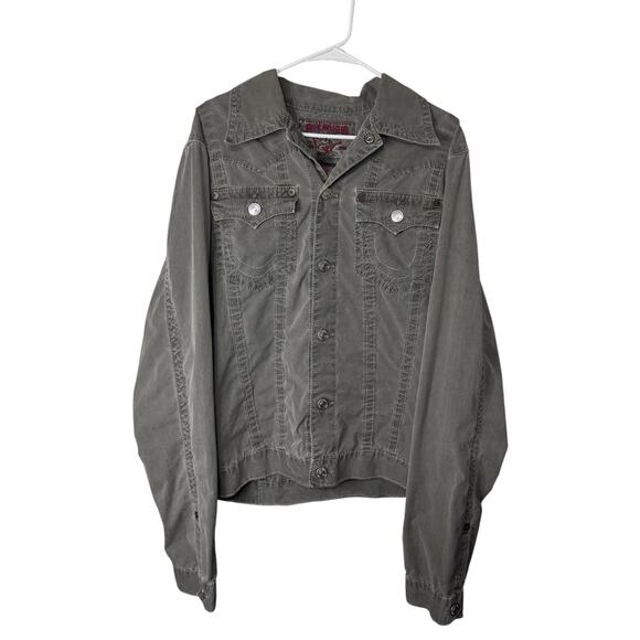 Men Size XXL True Religion Long Sleeve Button Shirt Green JIMMY Style - Picture 1 of 9